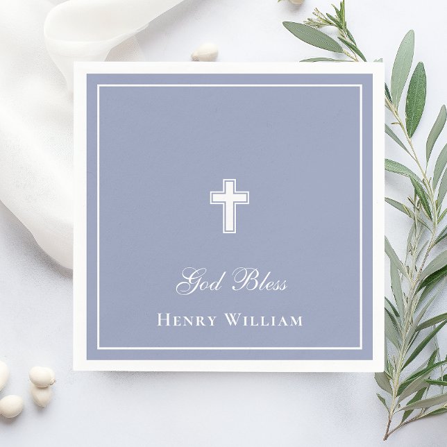 God Bless Cross Boy Baptism Napkins (Creator Uploaded)