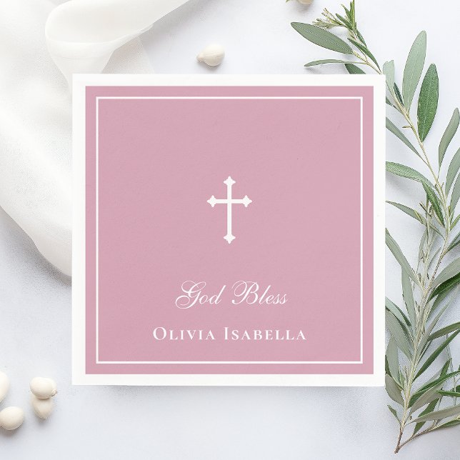 God Bless Cross Girl Baptism Napkins (Creator Uploaded)