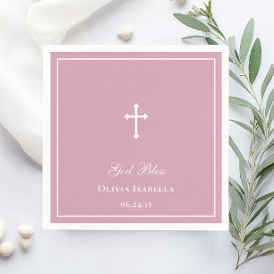 God Bless Cross Girl Baptism Napkins