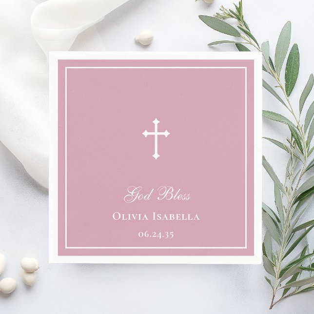 God Bless Cross Girl Baptism Napkins (Creator Uploaded)