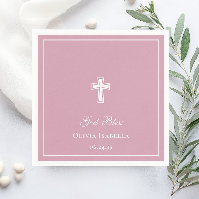 God Bless Cross Girl Baptism Napkins (Creator Uploaded)