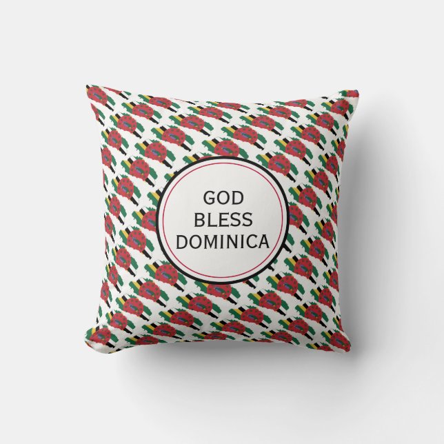 GOD BLESS DOMINICA Inspirational Dominican Flag Throw Pillow (Front)