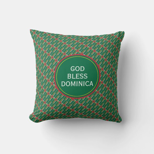 GOD BLESS DOMINICA Inspirational Dominican Flag Throw Pillow (Front)