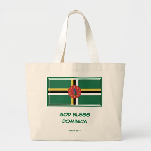 GOD BLESS DOMINICA  Patriotic  Dominican Flag Large Tote Bag