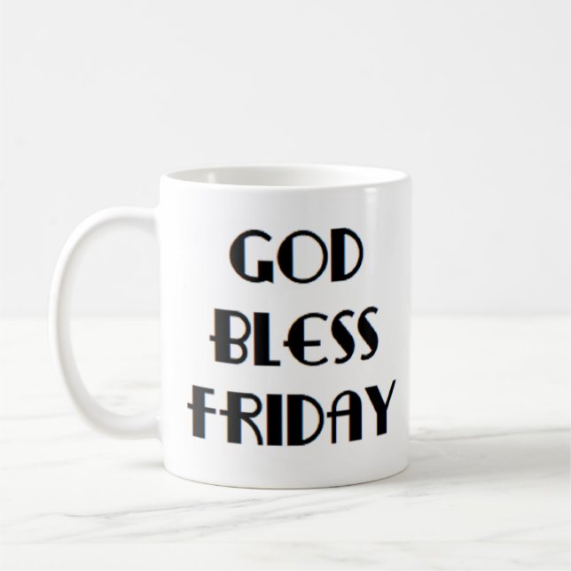god bless friday coffee mug (Left)