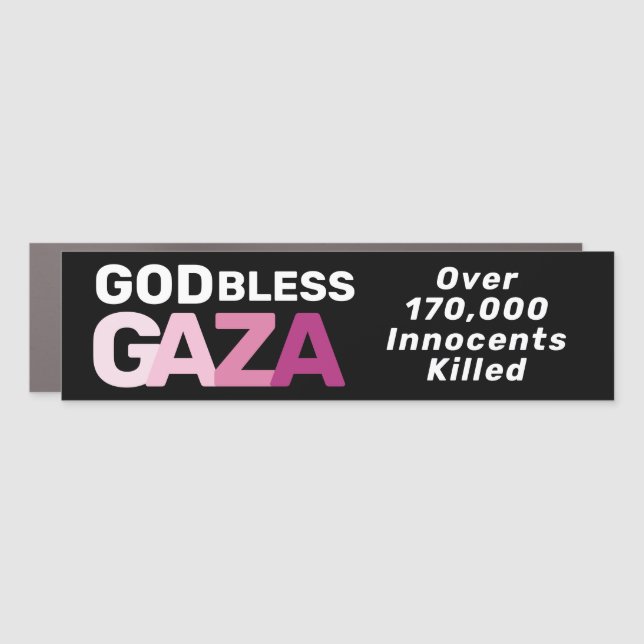 God Bless Gaza Anti-War Honoring Innocent Lives Car Magnet (Front)
