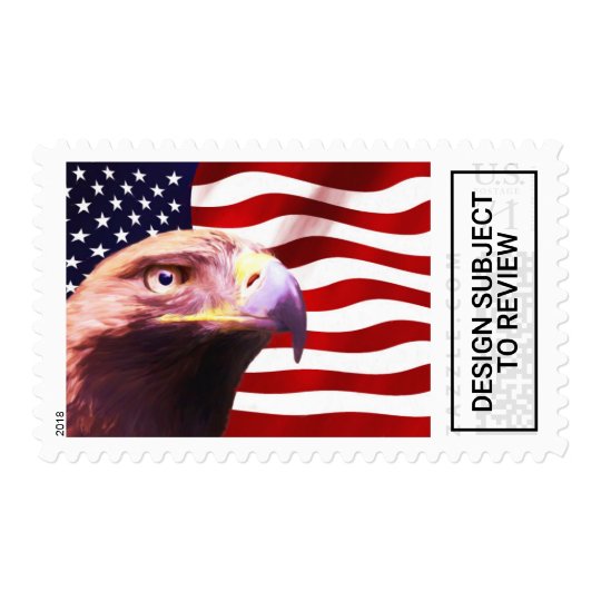 God Bless Golden Eagle Usa Flag Postal Stamp