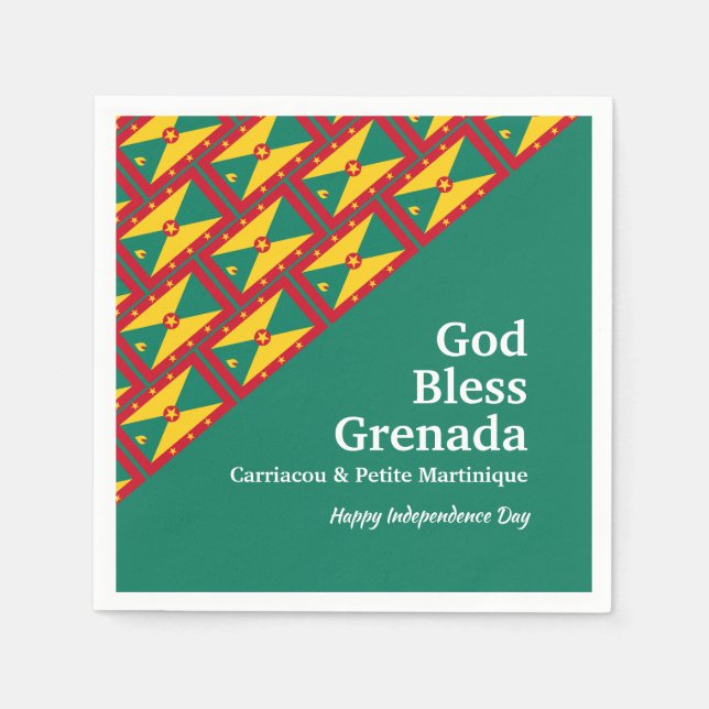 GOD BLESS GRENADA Custom Text GREEN Paper Napkins (Front)
