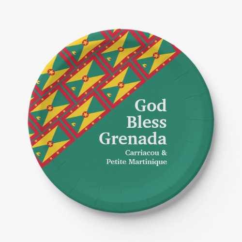 GOD BLESS GRENADA Custom Text GREEN Paper Plates