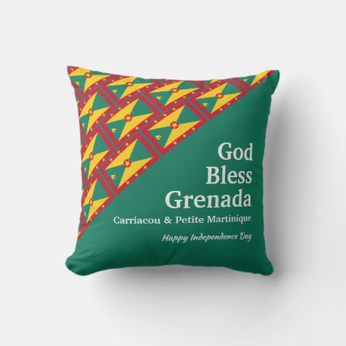 GOD BLESS GRENADA Custom Text GREEN Throw Pillow