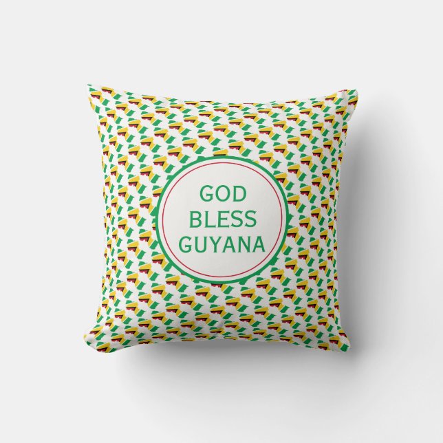 GOD BLESS GUYANA Inspirational Guyanese Flag Throw Pillow (Front)