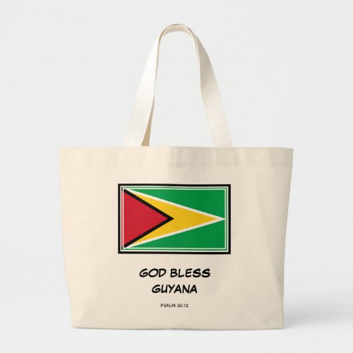 GOD BLESS GUYANA  Patriotic  Guyanese Flag Large Tote Bag