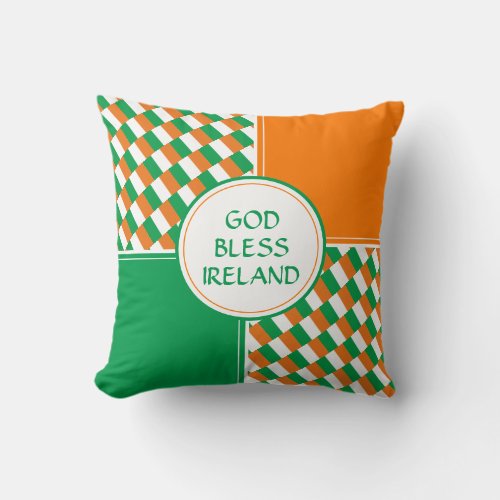 GOD BLESS IRELAND Patriotic Irish St Patricks Day Throw Pillow