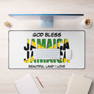 GOD BLESS JAMAICA JAMAICA Flag Desk Mat