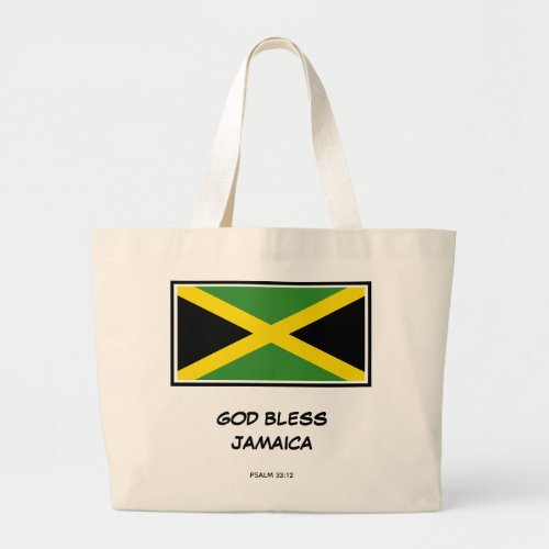 GOD BLESS JAMAICA  Patriotic  Jamaican Flag Large Tote Bag