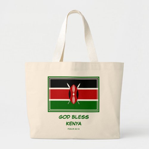 GOD BLESS KENYA Patriotic Kenyan Flag Large Tote Bag