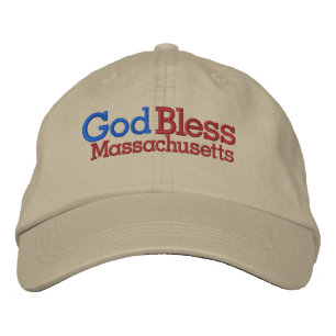 God Bless Massachusetts Embroidered Baseball Hat