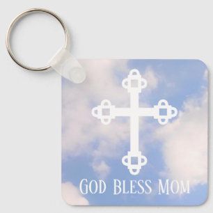 God Bless Mom Cross in the Sky Mother's Day Keychain