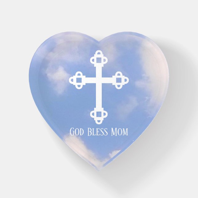 God Bless Mom Cross in the Sky Mother's Day Paperweight (Front)