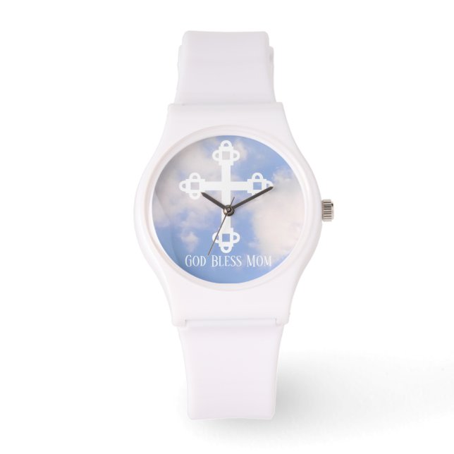 God Bless Mom Cross in the Sky Mother's Day Watch (Front)