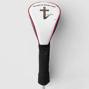 GOD BLESS MY MILITARY FAMILY with rugged cross Golf Head Cover