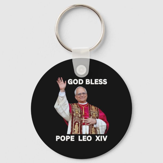 God Bless New Pope Leo Xiv Catholic Church Faith S Keychain (Front)