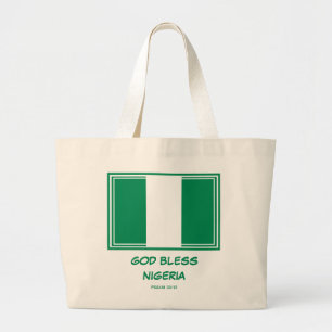 GOD BLESS NIGERIA  Patriotic   Nigerian Naija Flag Large Tote Bag