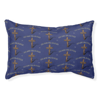 GOD BLESS OUR AIR FORCE with rugged cross Pet Bed