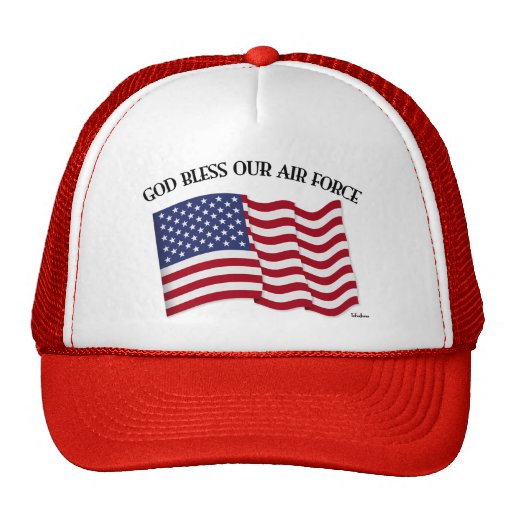 GOD BLESS OUR AIR FORCE with US flag Trucker Hat | Zazzle