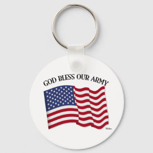 GOD BLESS OUR ARMY with US flag Keychain