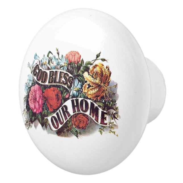 God Bless Our Home Ceramic Knob (Right)