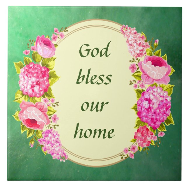 God Bless Our Home Ceramic Tile (Front)
