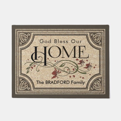 God Bless Our Home Personalized Doormat