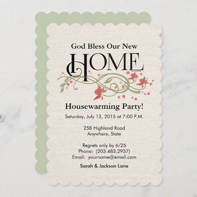 God Bless Our Home: Personalized Invitation (Front/Back)