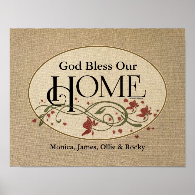 God Bless Our Home: Personalized Poster (Front)