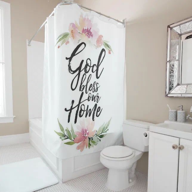 God bless our home shower curtain Zazzle