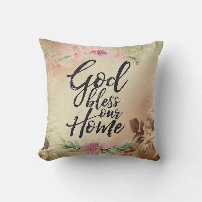 God bless our home throw pillow (Front)