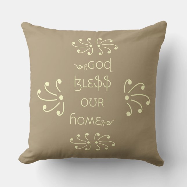 God Bless Our Home Throw Pillow (Front)