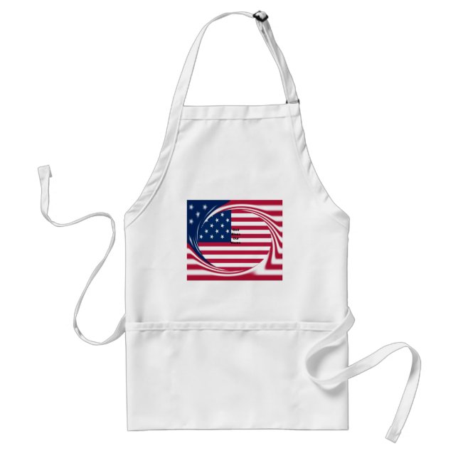 God Bless Our Home: USA Flag Swirl Art Adult Apron (Front)