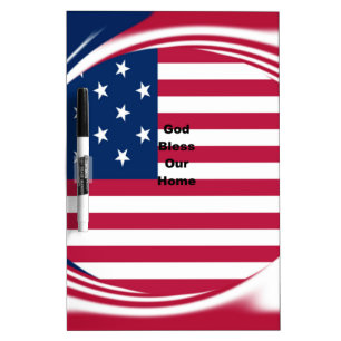 God Bless Our Home: USA Flag Swirl Art Dry-Erase Board