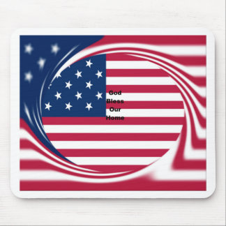 God Bless Our Home: USA Flag Swirl Art Mouse Pad