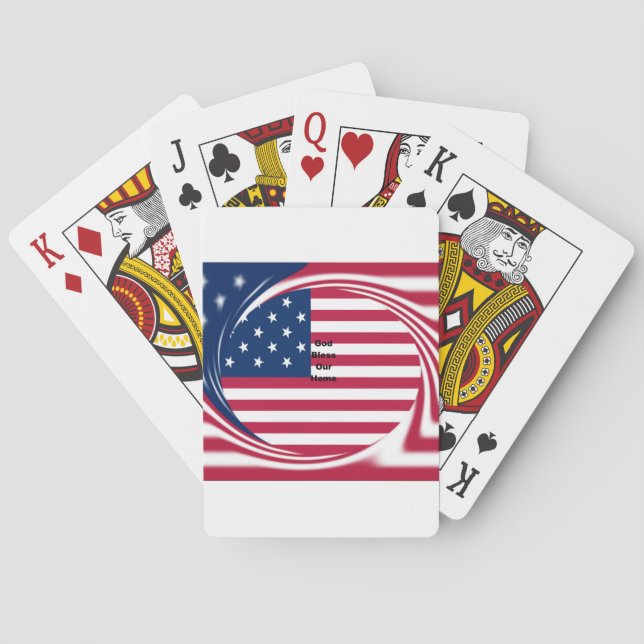 God Bless Our Home: USA Flag Swirl Art Poker Cards (Back)