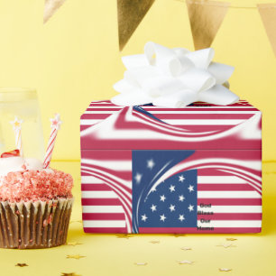 God Bless Our Home: USA Flag Swirl Art Wrapping Paper