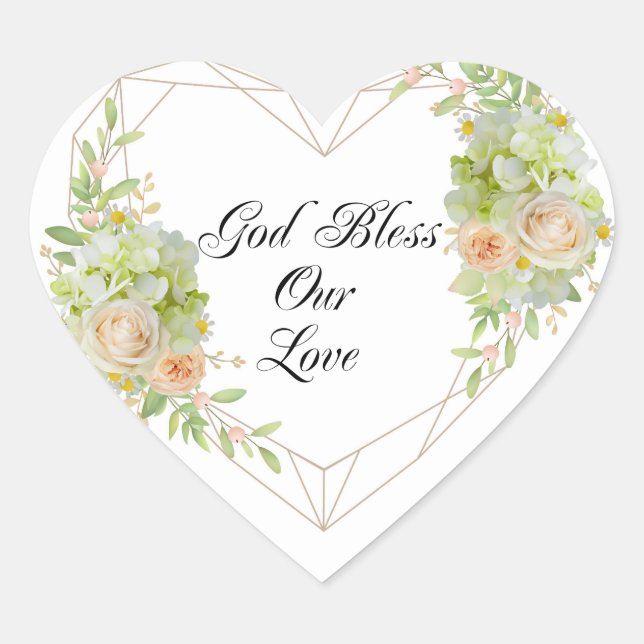 God Bless our Love -Beautiful Heart Sticker (Front)
