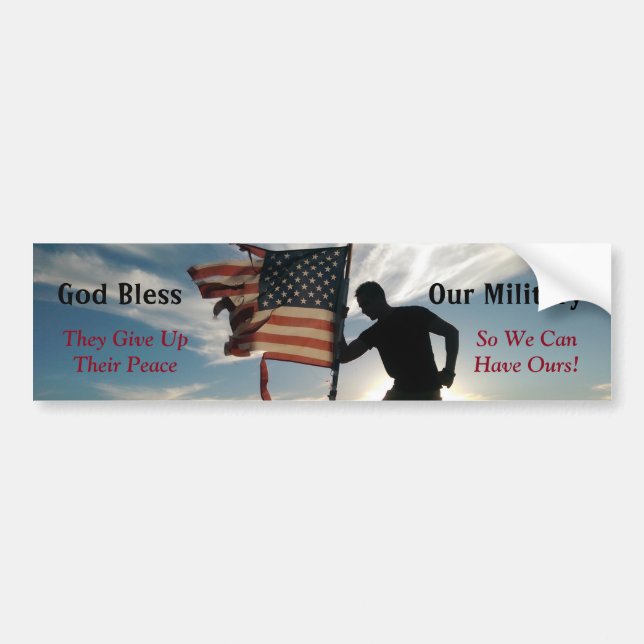 God Bless Our Military Bumper Sticker (Front)
