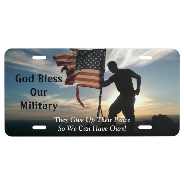 God Bless Our Military Front License Plate (Front)