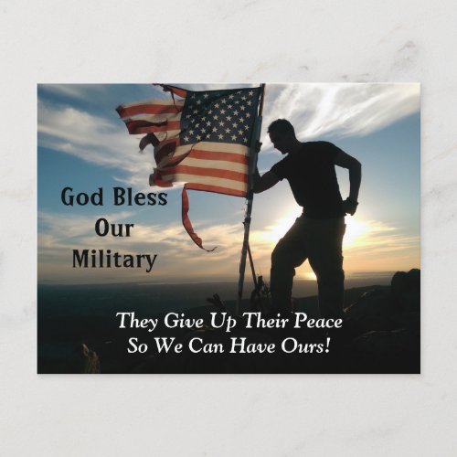 God Bless Our Military Postcard