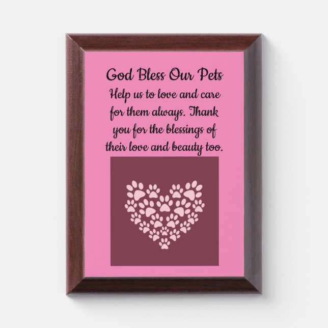 God Bless Our Pets Plaque (Vertical)