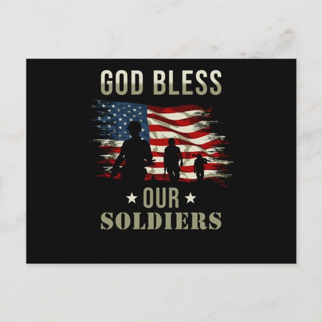 God Bless Our Soldiers Postcard (Front)
