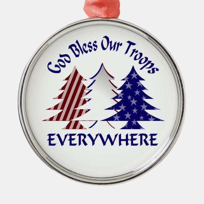 God Bless Our Troops Military Christmas Ornaments